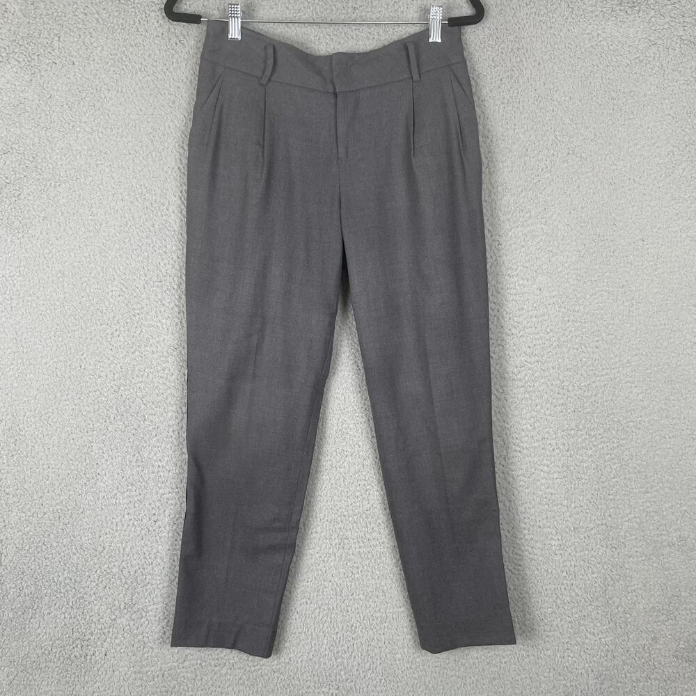 Vivienne Tam Pants Womens 6 Gray Black Wool Blend Dress Tuxedo Stripe Slim Fit